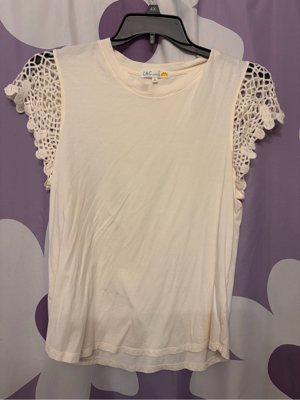 C&C California Cream Crochet Cap Sleeve Tank Top
